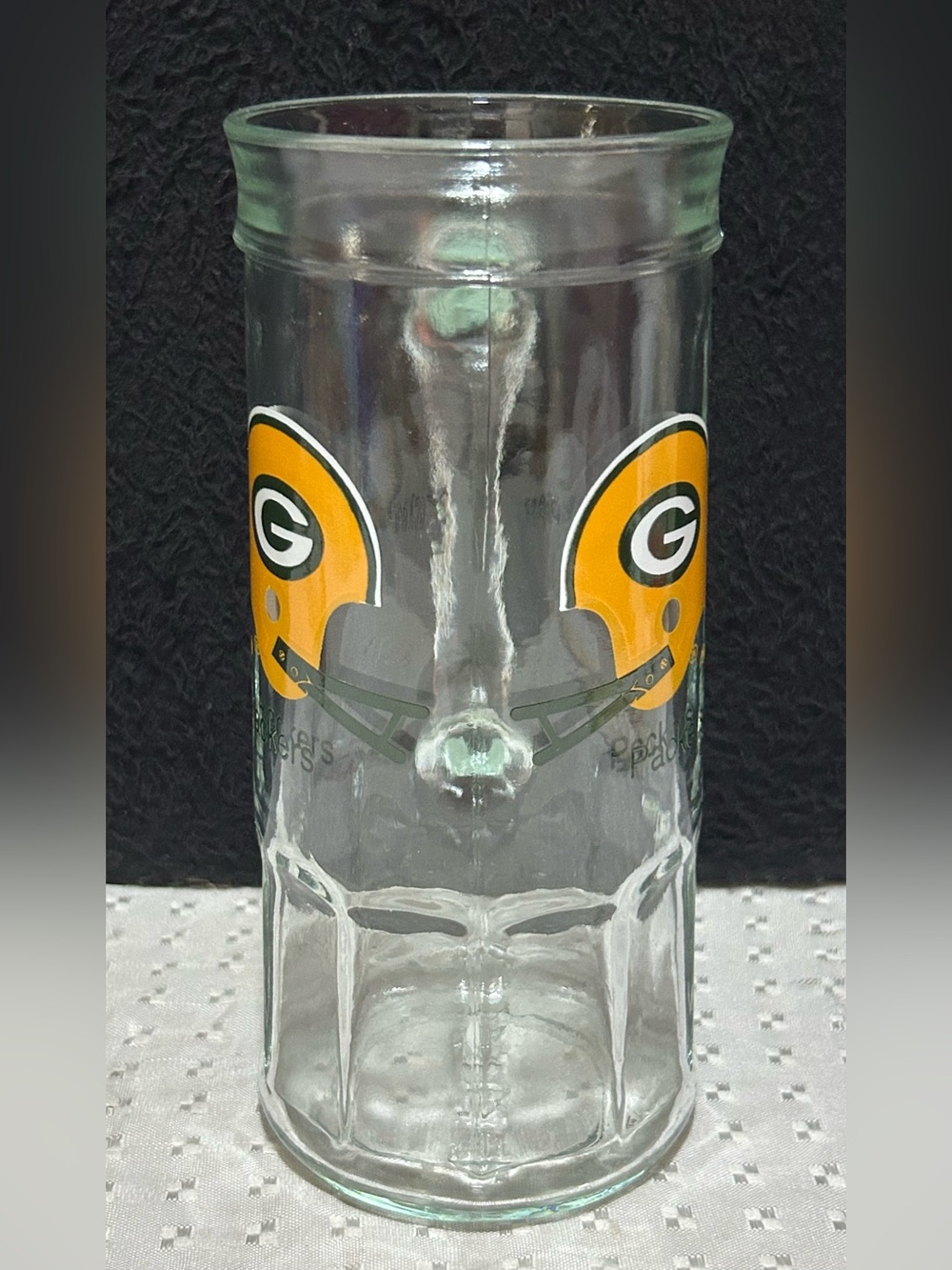 Vintage Green Bay Packers Glass Beer Stein Mug Glass NFL Football Fisher Peanuts